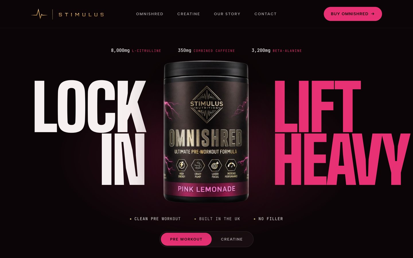 The Stimulus Nutrition website, designed and built by Fresh Web